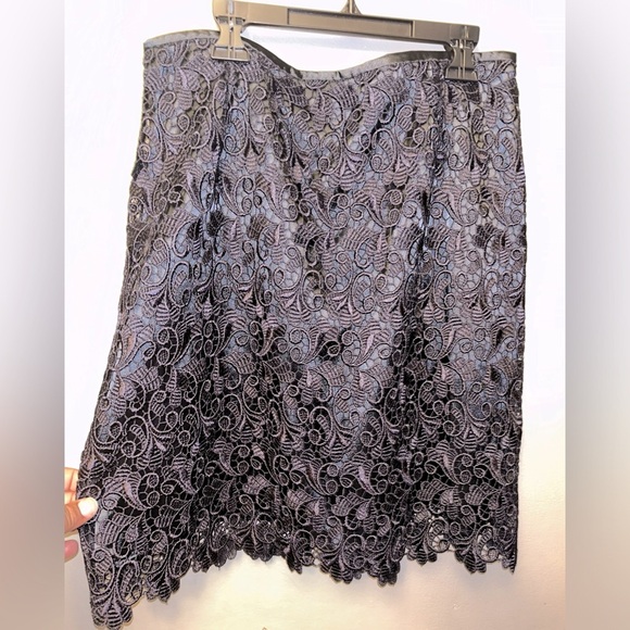 Dresses & Skirts - Navy crochet lace overlay skirt; dressy satin lined